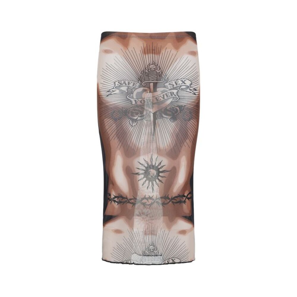 Jean Paul Gaultier Safe Sex Tattoo Midi Skirt Women